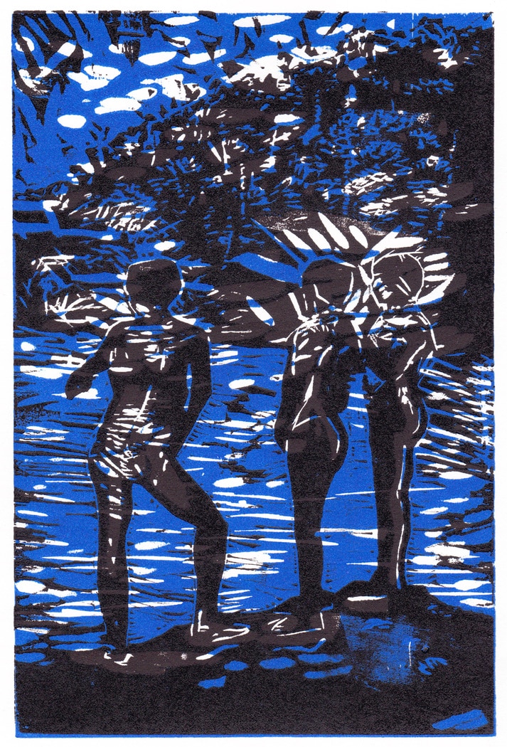 Au bord de l'eau - Gravure sur bois - Image 1