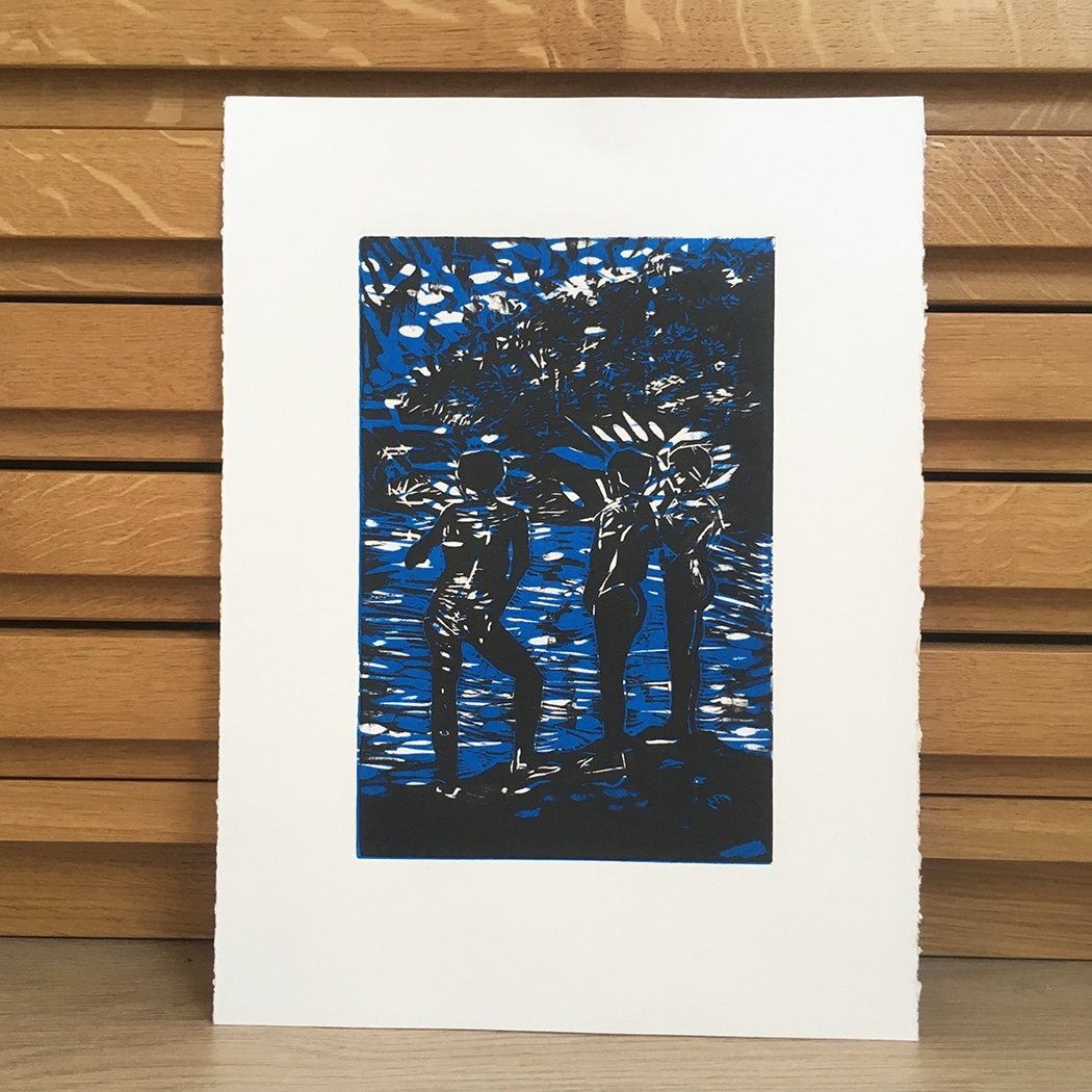 Au bord de l'eau - Gravure sur bois - Image 2