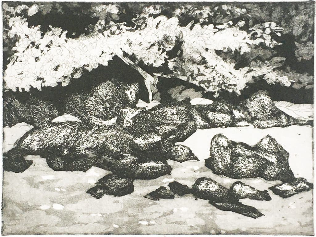 Rochers -Eau-forte sur cuivre