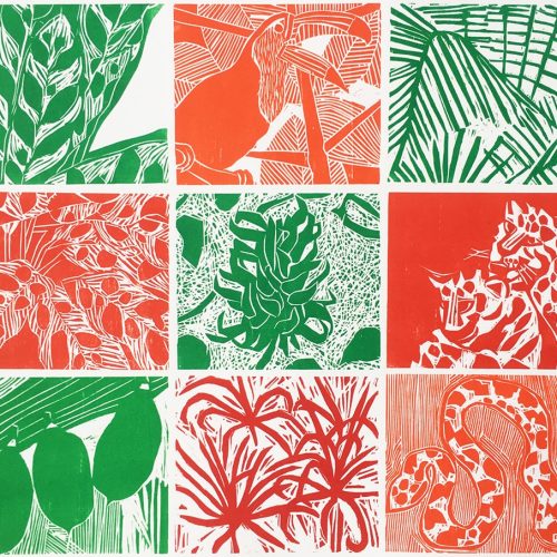 Para a folha, verde, gravure sur bois - Image 1