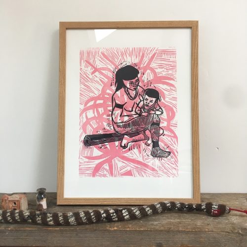 Femme et enfant - Gravure sur bois et sur lino - Image 3