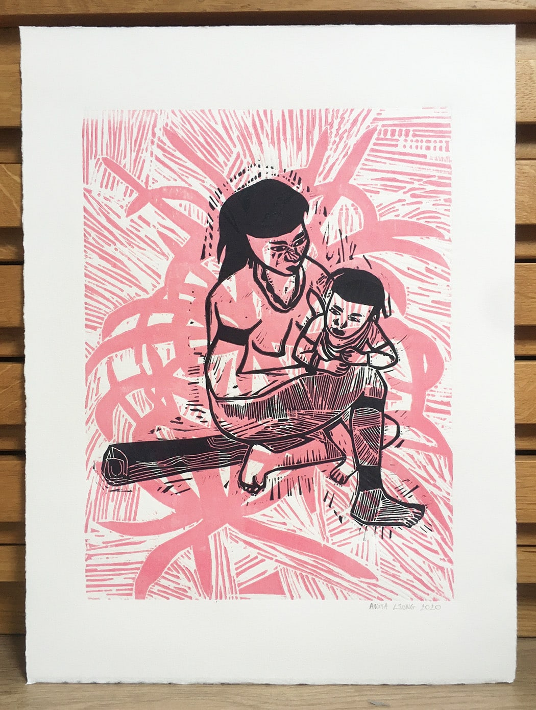 Femme et enfant - Gravure sur bois et sur lino - Image 2