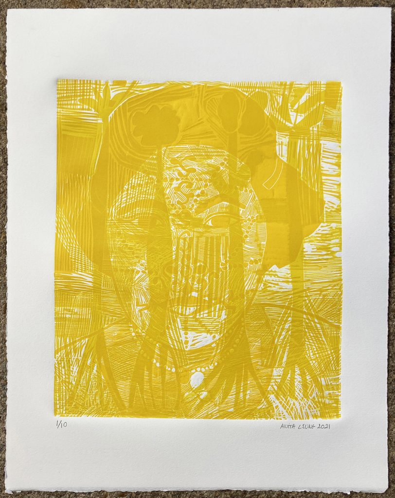 Femme arbre, gravure sur bois et sur lino