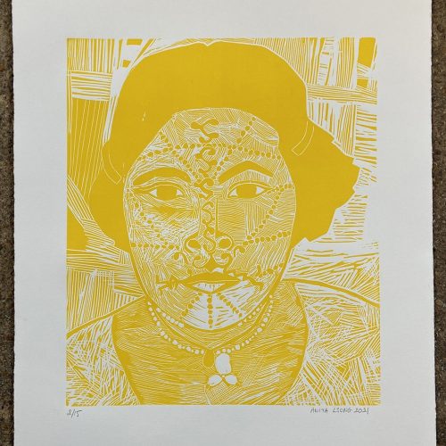 Indienne jaune, linogravure - Image 2