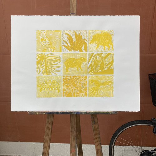 Para o sol, laranja / Pour le soleil, orange - Gravure sur bois - Image 2