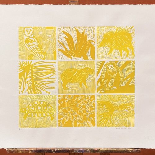Para o sol, laranja / Pour le soleil, orange - Gravure sur bois - Image 3