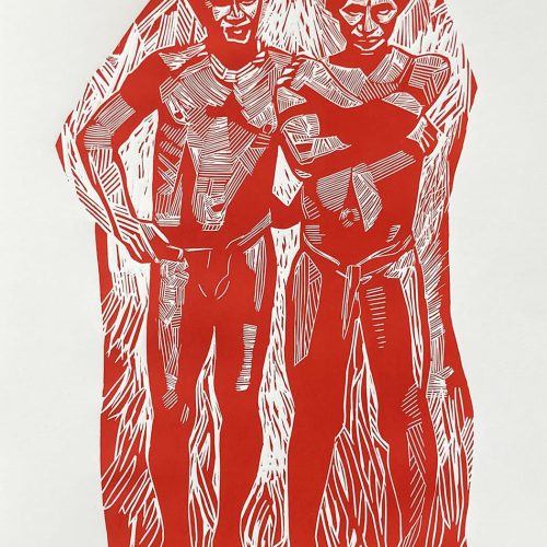 Deux regards, linogravure