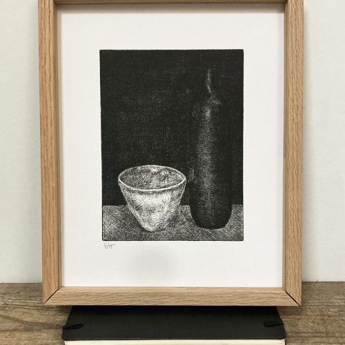 Bol blanc bouteille noire, eau-forte sur cuivre - Image 2