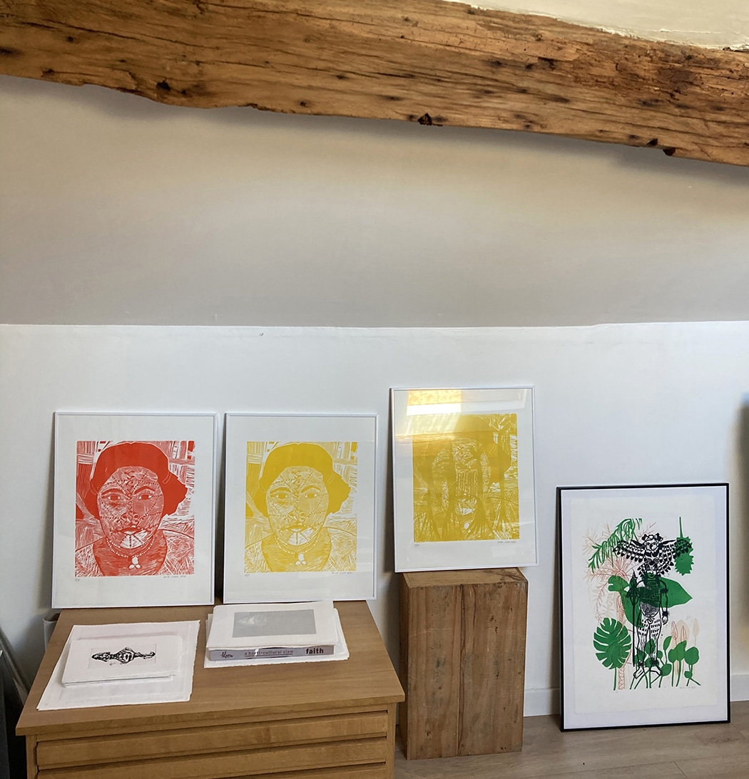 Indienne jaune, linogravure - Image 3