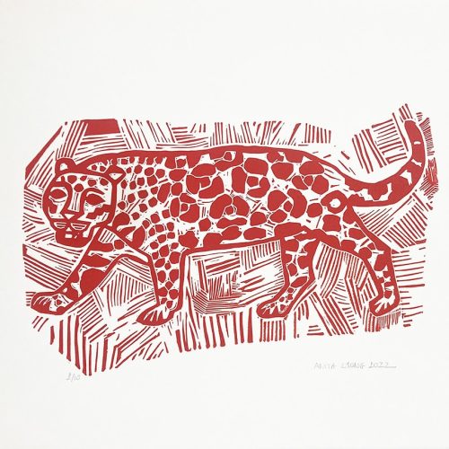Un jaguar, linogravure - Image 1