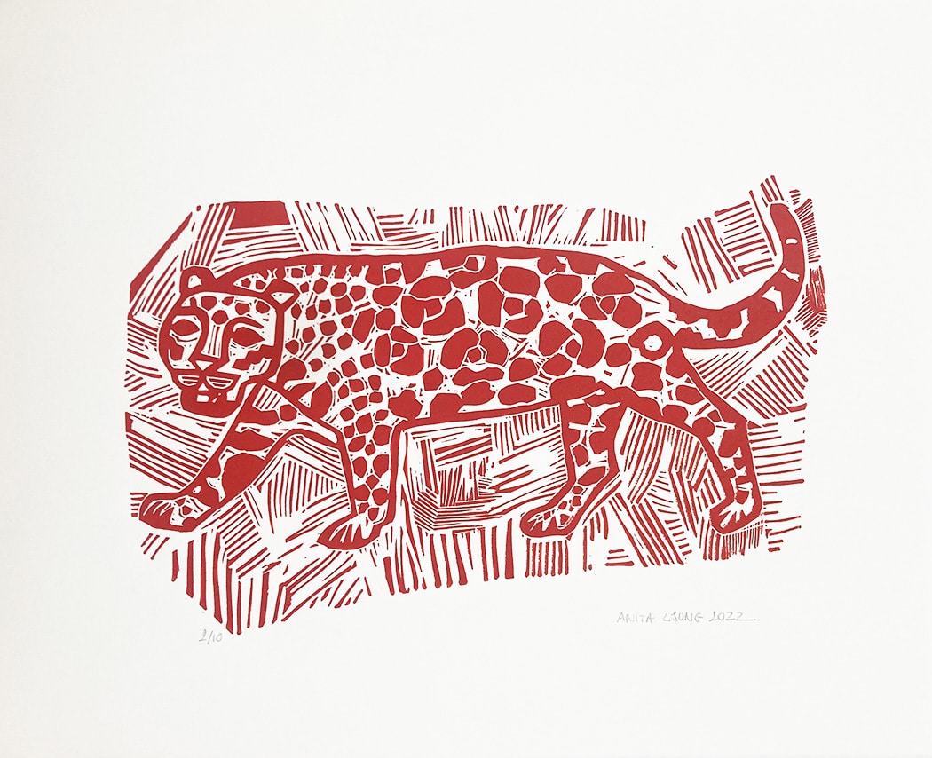 Un jaguar, linogravure - Image 1