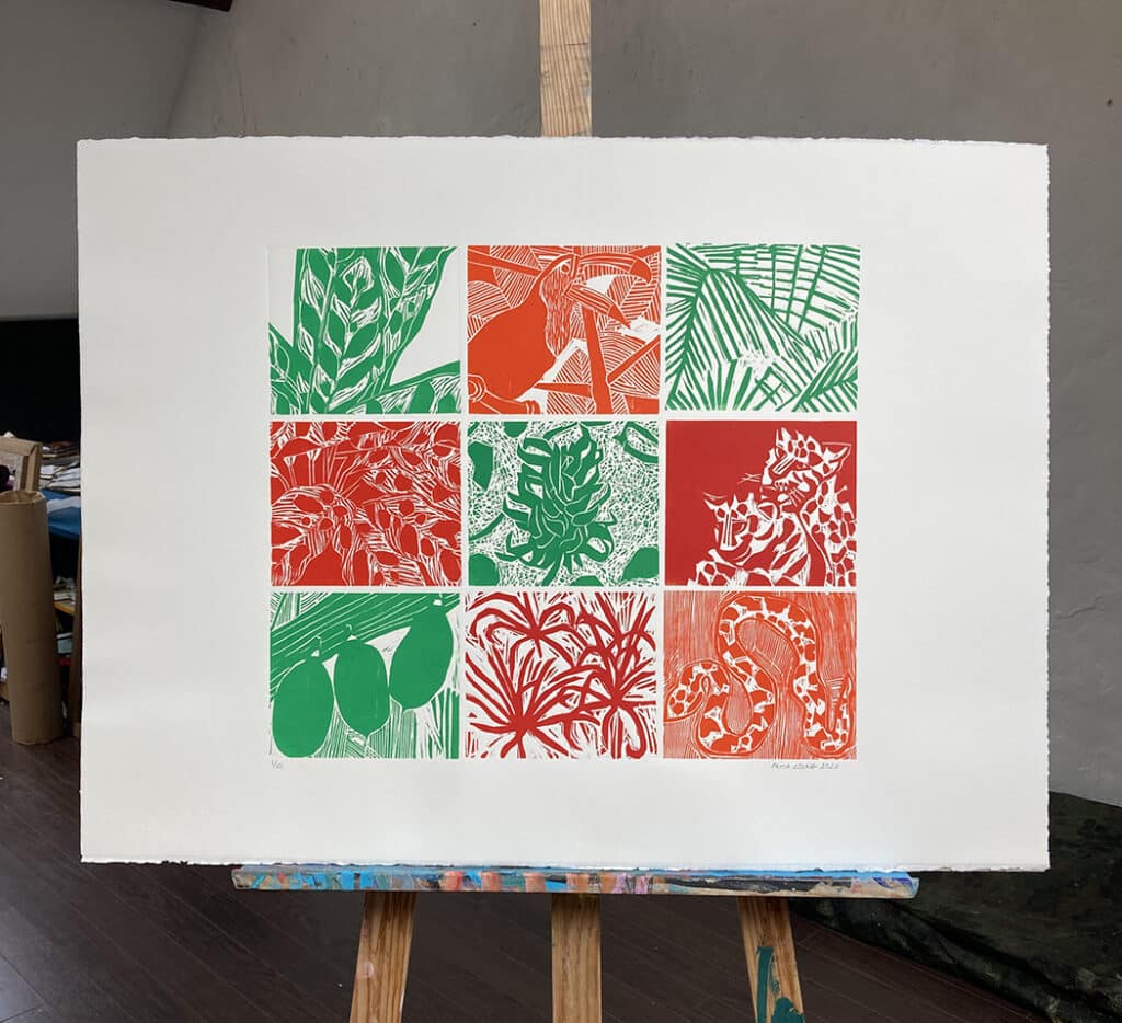 Para a folha, verde, gravure sur bois
