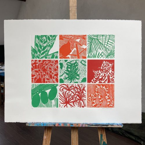 Para a folha, verde, gravure sur bois - Image 3