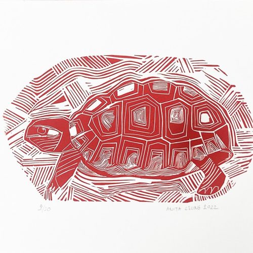 Une tortue , linogravure - Image 1