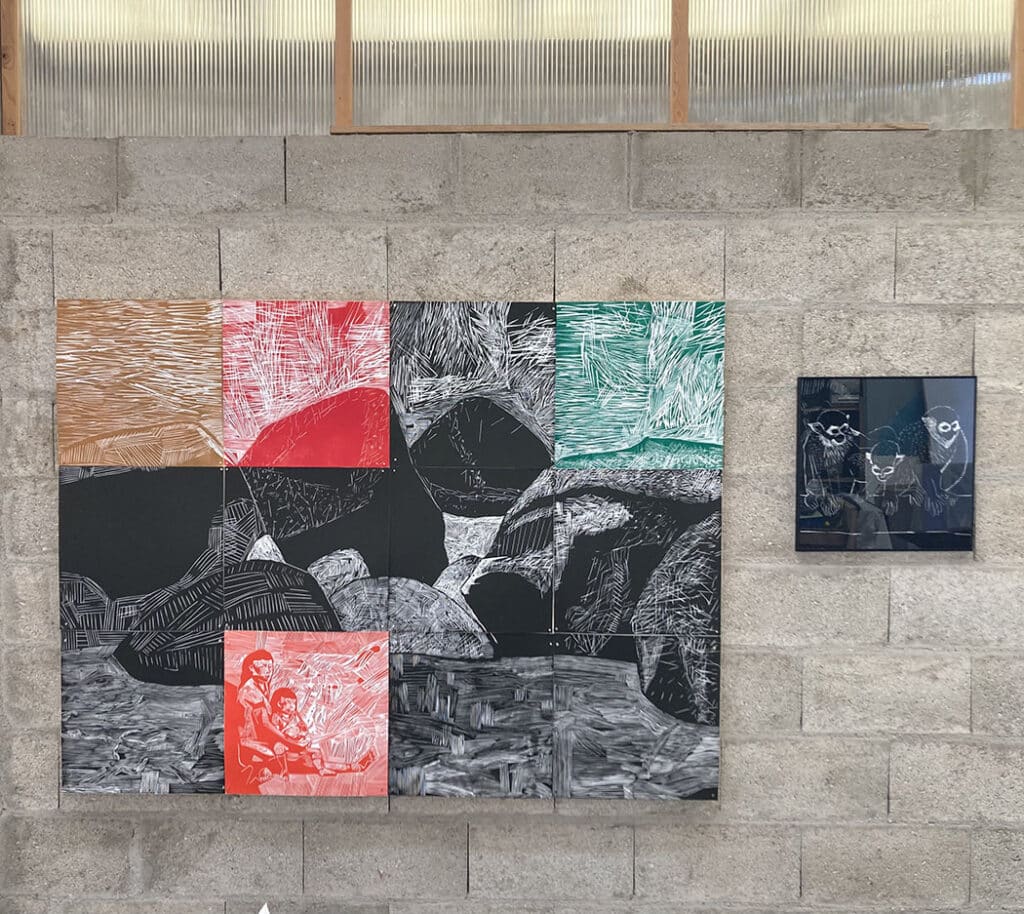 Rochers 1 couleur, gravure sur bois