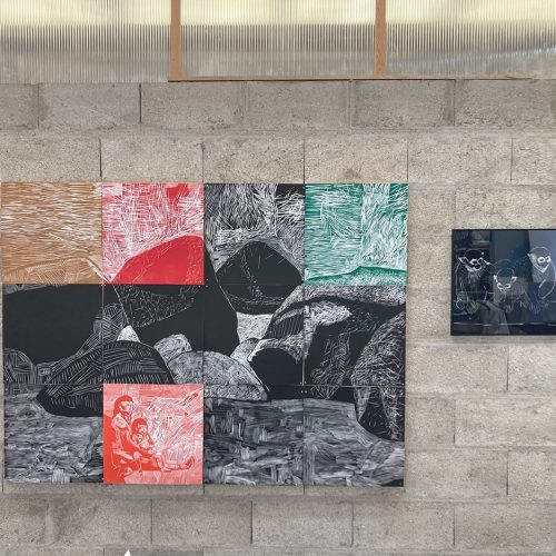Rochers 1 couleur, gravure sur bois - Image 1